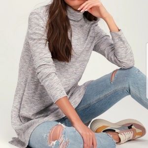 Free People Oversized Long Sleeve Split Back Turtleneck Multicolor Size XS